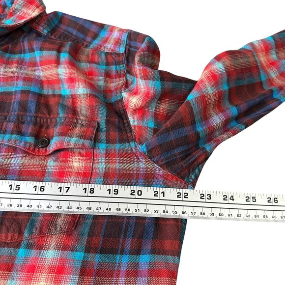 Patagonia Flannel Shirt Men’s Medium Red Blue Long Sleeve Button Up 100% Cotton - Picture 10 of 12